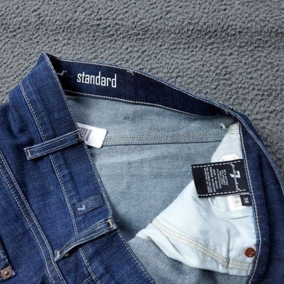 7 For All Mankind Standard Distressed Jeans Blue Cotton Mens Size 38 x34 - Picture 5 of 8